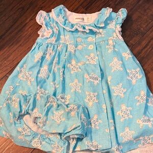 Mayoral Newborn Aqua Dress with Turtle Design